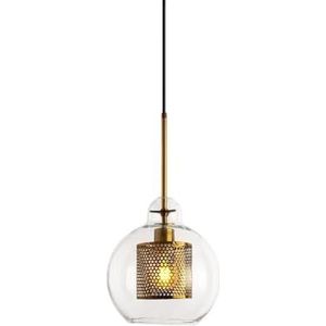 LANGDU Moderne industriële kroonluchter, in hoogte verstelbare vintage hanglamp met glazen kap, hangende lampen, E27 voet, for keukeneiland studeerkamer woonkamer bar(Size:M)