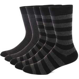 YIJIANUO 5 paar heren jurk sokken plus grote maat ombed katoen crew sokken, zwarte koele Argyle ademende casual sokken voor mannen, JC113-2, US(8-13.5)EUR(41-48)