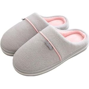 XJXZCFNB Thuis Slippers voor Vrouwen Paar Winter Katoen Thuis Slippers Comfort Antislip Warme Zachte Ronde Slippers Slaapkamer Antislip Zachte Eenvoudige Pluche Huis Schoenen, Grijs, 36/37 EU