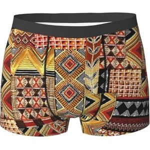 ZJYAGZX Afrikaans textiel patchwork print heren boxerslips - comfortabele ondergoed trunks, ademend vochtafvoerend, Zwart, M