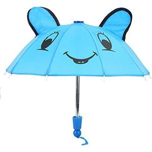 Poppenparaplu, aantrekkelijke mini-paraplu met oren voor poppen voor familiefeesten(B883 blauw)