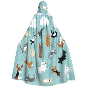 WURTON Regenende Katten & Honden Print Halloween Wizards Hooded Gown Mantel Kerst Hoodie Mantel Cosplay Voor Vrouwen Mannen