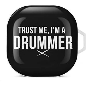 Trust Me, I'm A Drummer Oordopjes Hoesje Compatibel met Samsung Hard Shell Beschermhoes Wit-Stijl