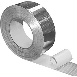 Novanetus ALU TAZ Mesh-versterkte Aluminium Plakband 50 mm x 50 m voor Ventilatie- en Airconditioningsystemen, Versterkte zelfklevende tape, afdichtingstape, isolatie