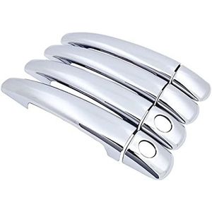 Auto handvat Voor Peugeot Voor Partner 2008-2018 Zwart Koolstofvezel Auto Handvat Of ABS Chrome Deurgrepen Cover Auto Accessoires Styling(2 Keyhole 4 Door,Zilver)