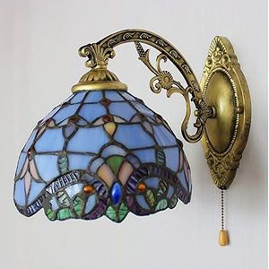 Tiffany Stijl Wandlamp Barok Gekleurde Glazen Wandlamp Retro 8 Inch LED Verlichting Met Rits, Geschikt Voor Slaapkamers, Woonkamer, Gangen