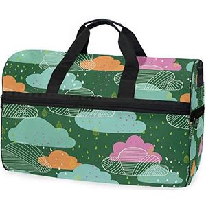 Kleurrijke wolk Regendag Sport Zwemmen Gym Tas met Schoenen Compartiment Weekender Duffel Reistassen Handtas voor Vrouwen Meisjes Mannen
