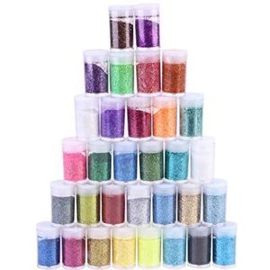 FARUTA 32 stks Glitter Poeder Sparkly Nail Powder Glitter Dust Poeder Make-up Nail Art Pigment Nail Art Decor (kleur: zoals getoond)