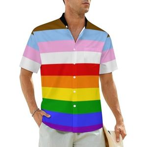 LGBT Regenboog Transgender Pride Vlag Heren Shirts Korte Mouw Strand Shirt Hawaii Shirt Casual Zomer T-shirt S