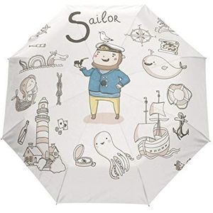Zeil Hero Sea Shell Paraplu Reizen Automatisch Open Sluiten Opvouwbare Paraplu's voor Mannen Vrouwen Winddicht UV-bescherming