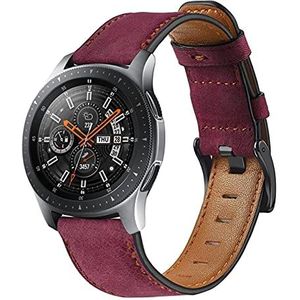 EDVENA Lederen band compatibel met Samsung Galaxy horloge 3 45 mm / 46 mm/versnelling S3 grens 22mm armband Huawei horloge GT-2-2E-PRO 46 mm riem (Color : Rose red, Size : Galaxy watch 46mm)
