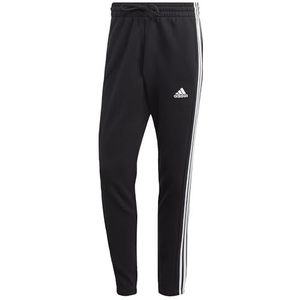 adidas Heren Essentials French Terry Tapered Elastic Cuff 3-Stripes Pants, Black/White, XL Tall