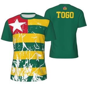 Sport T-Shirt Vintage Togo Vlag Graan Tees 3D Gedrukt voor Fitness Running Voetbal, Meerkleurig, S
