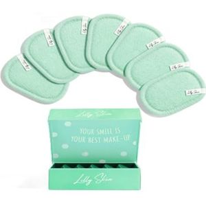 Lilly Skin Wasbare en Herbruikbare Make-up Remover Pads - Vierkante Microvezelreinigingsdoekjes voor Gezichtshuid - Doos met 7 Pads van Kunstkatoen - Laguneblauw