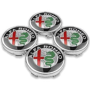 SJZZJMZ 4 stuks auto wielnaafdoppen voor Alfa Romeo Giulia Stelvio Giulietta Mito 159 147 156 166 60mm vervangende naafdoppen stickers B