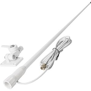 HYS VHF Marine Glasvezelantenne, 1,1 m, 7 meter coaxiale toevoer met PL-259-aansluiting, 180° draaibare ABS-houder voor jacht, cruise, schip, auto, vrachtwagen, camper