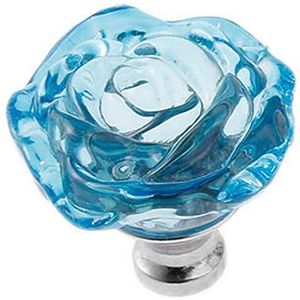 Kristallen grote deurknop, kristallen knoppen, 1 stuk rode roos vorm kristalglas kastknop kast lade trekgreep/geweldig for kast-, keuken- en badkamerkasten, luiken, enz. (Color : Sky Blue, Size : 1p