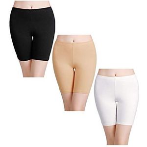 wirarpa Onderbroek, wielerbroek, boxershorts, dames, hoge tailleband, katoen, shorts, panty, lang ondergoed, maat S-5XL, 01-meerkleurig, zwart, beige, wit, XXL