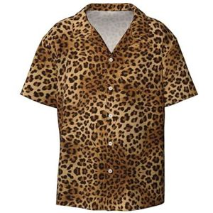 YJxoZH Leuke Luipaardprint Heren Jurk Shirts Casual Button Down Korte Mouw Zomer Strand Shirt Vakantie Shirts, Zwart, 3XL