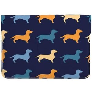 Teckel Blauw Oranje Hond, Lederen Laptop Sleeve, Notebook Tas Laptop Case Sleeve Tablet Aktetas