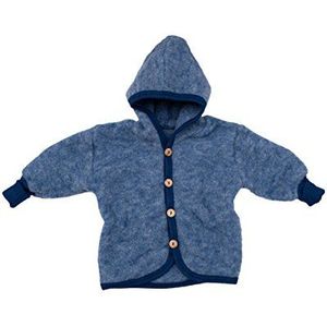 Cosilana Babyjasje met capuchon van zacht wolfleece, 60% scheerwol kbT, 40% katoen (kbA), Marine-melange, 62-68