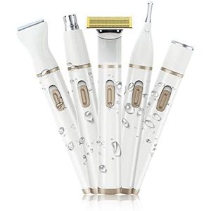 5 In 1 Vrouwen Elektrisch Scheerapparaat Lage Pijnloos Lichaam Ontharing Noise Body Depilator Womens Scheerapparaten Set voor Gezicht Neus Haar Wenkbrauwen Hele Lichaam