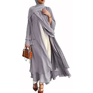 RUIG Open jurk van chiffon voor moslimgebed, voor dames, abaya-jurk, Dubai, Turkije, islamitisch, kaftan, Ramadan, Eid Mubarak, damestuniek, M
