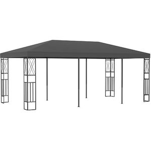 Gecheer Paviljoen, 3 x 6 m, antraciet, stof, outdoor paviljoen, tuinpaviljoen, partytent, grillpaviljoen, tuinpaviljoen
