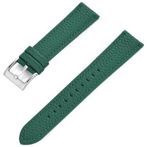 INEOUT Echt Lederen Horlogeband 20 Mm 22 Mm Snelsluiting Horlogebanden For Polsbandhorlogeaccessoires (Color : DarkGreen Silver, Size : 22mm)