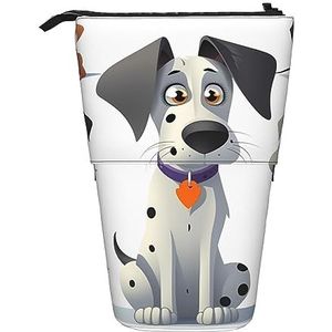 RLDOBOFE Hond afdrukken Potlood Tas Stand-Up Intrekbare Potlood Doos Organizer Pen Houder Opbergtas Cosmetische Tas Voor Office Kerst Vakantie Gift, Zwart, Eén maat, Reizen