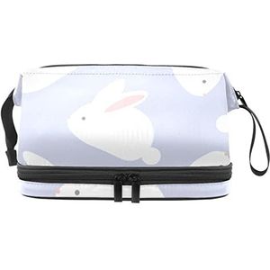 Grote capaciteit reizen cosmetische tas,Konijn Paars,Make-up tas,Waterdichte make-up tas Organizer, Meerkleurig, 27x15x14 cm/10.6x5.9x5.5 in