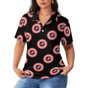 Pi Day Mathematics Symbool dames poloshirts met korte mouwen casual T-shirts met kraag golfshirts sport blouses tops 4XL