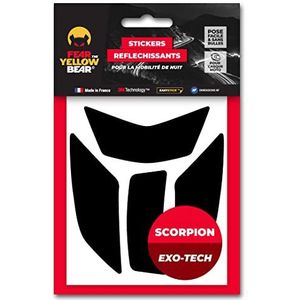 Fear The Yellow Bear© Easy Replica Scorpion Exo Tech™, set met 4 reflecterende stickers, voor motorhelm, 3M™ Technology (zwart, SCORPION EXO TECH)