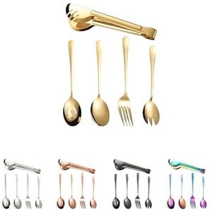 Bestekset van roestvrij staal, vorken, messen, eetlepels en theelepelbestek (Color : Rose gold, Size : Salad fork)