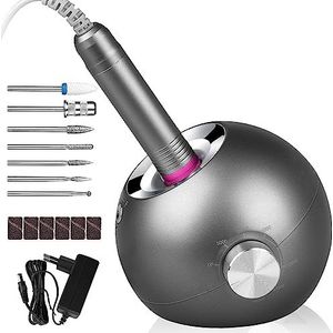 Nagelfrees, geüpgraded, professionele nagelfrees, 35.000 omw/min, voor gelnagels, acrylnagels, manicure-/pedicureset, elektrisch, elektrische nagelvijlset met keramische freesbit en 5 opzetstukken,