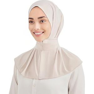 World of Shawls Hidjab klaar voor gebruik, snel aan te trekken, voor dames, meisjes, vrouwen, met knopen om achteraan dicht te maken, hoogwaardige sjaal van jersey, Champagne, one size