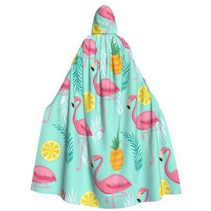 Bxzpzplj Flamingo Print Volledige Lengte Carniva Maskerade Cape Met Capuchon Voor Volwassenen,Vampier Heks Kostuum Mantel