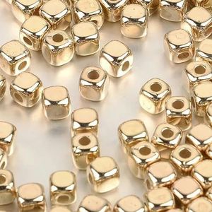 100-400 stuks 3-4 mm CCB vierkante losse spacer kralen rosé goudkleurige rocailles voor doe-het-zelf sieraden maken armbanden ketting accessoires-vierkant KC goud-3 mm- 100 stuks