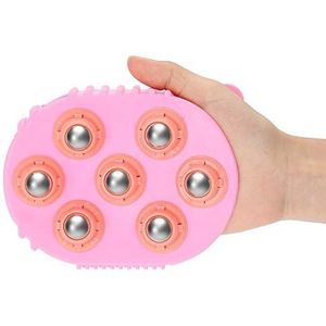 Salmue 360° cellulitis stimulator, kogelmassageapparaat, roestvrij staal, handmatig, thuisgebruik, gezicht, arm, hand, nek, voet, lichaam, roltechniek, modern, roze, niet waterbestendig