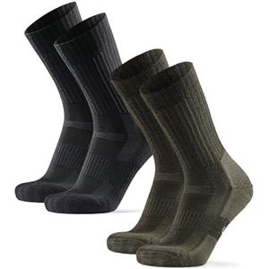 DANISH ENDURANCE Premium Outdoor Wandelsokken, Merinowol, Wandelsokken, voor Mannen & Vrouwen, 2-Pack, Veelkleurig (1x Zwart/Grijs, 1x Donkergroen), 39-42