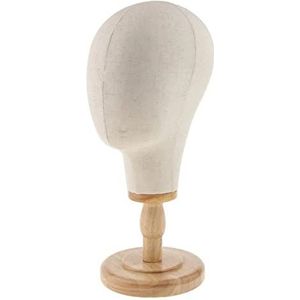 21 Inch Kurk Canvas Blok Hoofd Mannequin Hoofd Met Houten Stand En Basis, Pruik Maken Display Training, Pruik Hoofd Stand, Hoed Display Stand