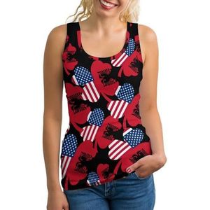 Amerikaanse Albanië vlag klaver vrouwen tank top mouwloos T-shirt pullover vest atletische basic shirts zomer bedrukt