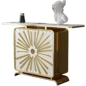Vickyliou Entreetafel, moderne faux marmeren consoletafel, smalle entree, sofatafel voor hal, consoletafel met opbergruimte (goud)