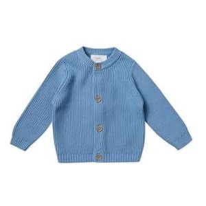 Stellou & friends Vest voor meisjes en jongens met knopen in houtlook | Hoogwaardige babykleding van 100% katoen - IV V, Cerulean., 50/56 cm