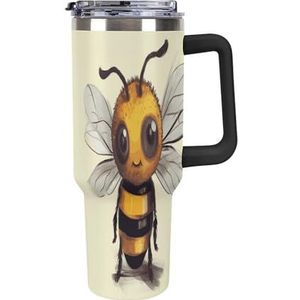40 oz roestvrijstalen beker met handvat schattig dier grote capaciteit autobeker lekvrije reisbeker koffiemok dubbel drinkdeksel waterfles geschenken voor mannen vrouwen
