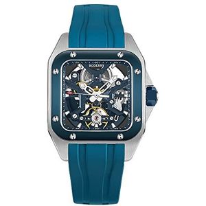 BODERRY Vierkante Automatische Titanium Horloge Voor Mannen 72H Power-Reserve Side Transparante Case 10ATM Waterdichte Zwitserse Super-Lichtgevende Sport Horloges-Storm, Blauw, Modern