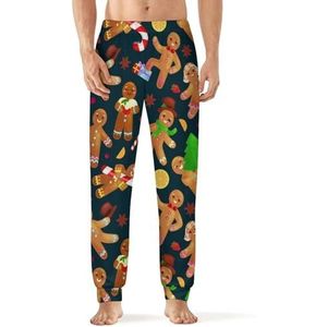 Kerst Koekjes Gingerbread Man Heren Pyjama Broek Print Lounge Nachtkleding Bottoms Slaap Broek XL