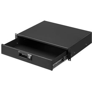 kwmobile afsluitbare stalen lade serverkast - 2U - Voor 19"" serverkast - Met sleutel - Zwart