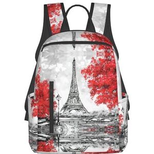 Verse Oranje Fruit Print Laptop Rugzak Casual Boekentas Reizen Dagrugzak College Tas Voor Mannen Vrouwen, Eiffeltoren., Eén maat