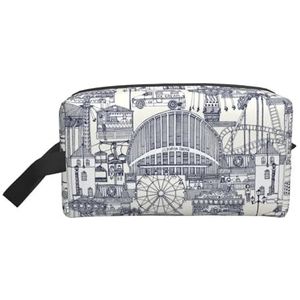 Kawaii reistoilettas van Jouy canvas, rood en wit, voor dames, make-up en cosmetica-organizer, beauty-opbergset voor meisjes, reizen, Kleur 13, Cosmetic Bag